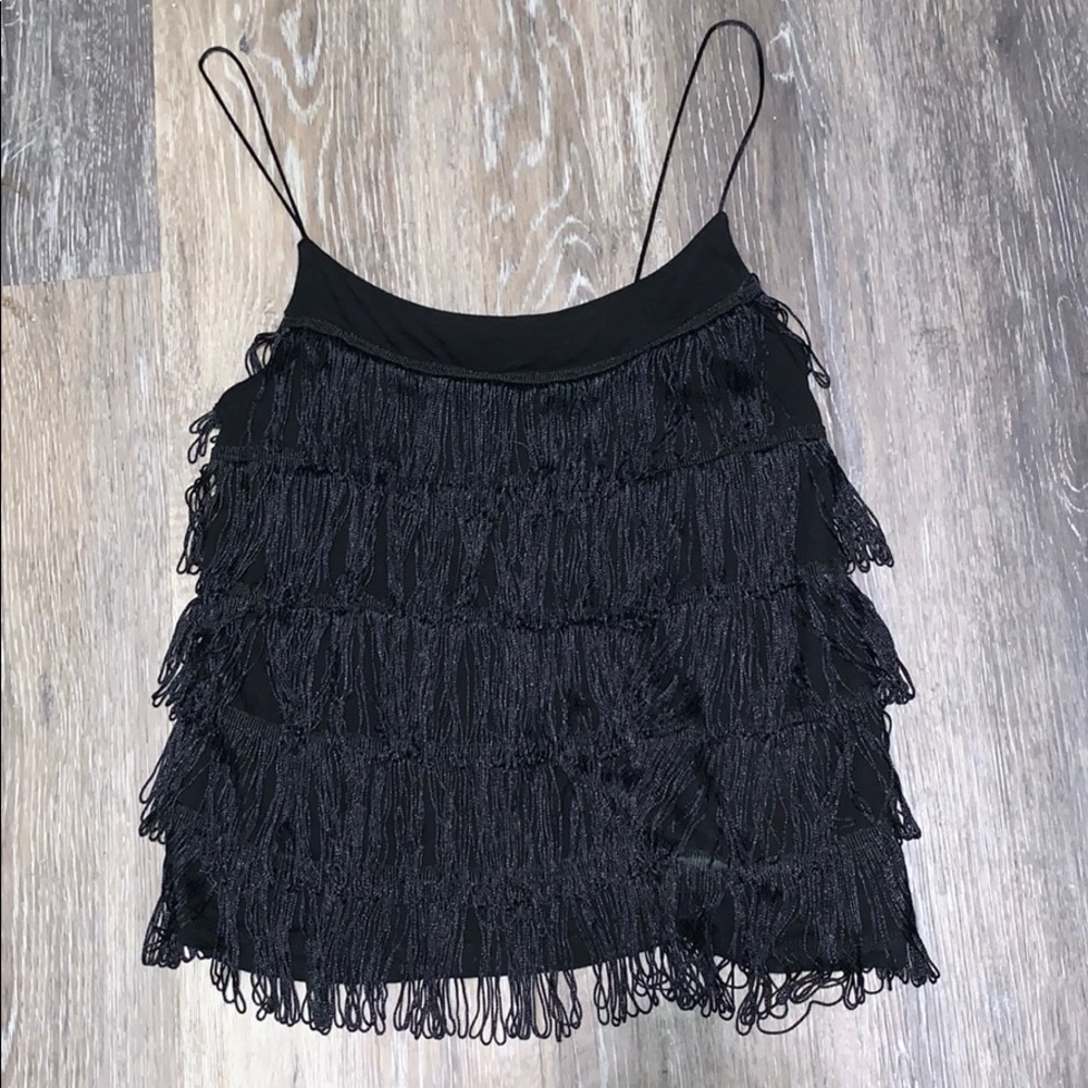 H&M black tassel crop top